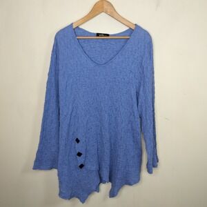 Yushi Tunic Blue Crinkle Asymmetric Hem